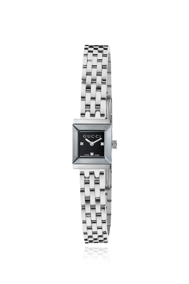 Vintage GUCCI 1500L Quartz 12mm Black/Silver Square Women